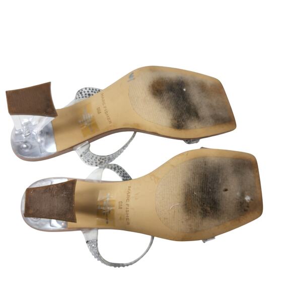 Marc Fisher Arlana Rhinestone Embellished Strap Lucite Heels Tan Size 9M - Picture 6 of 7